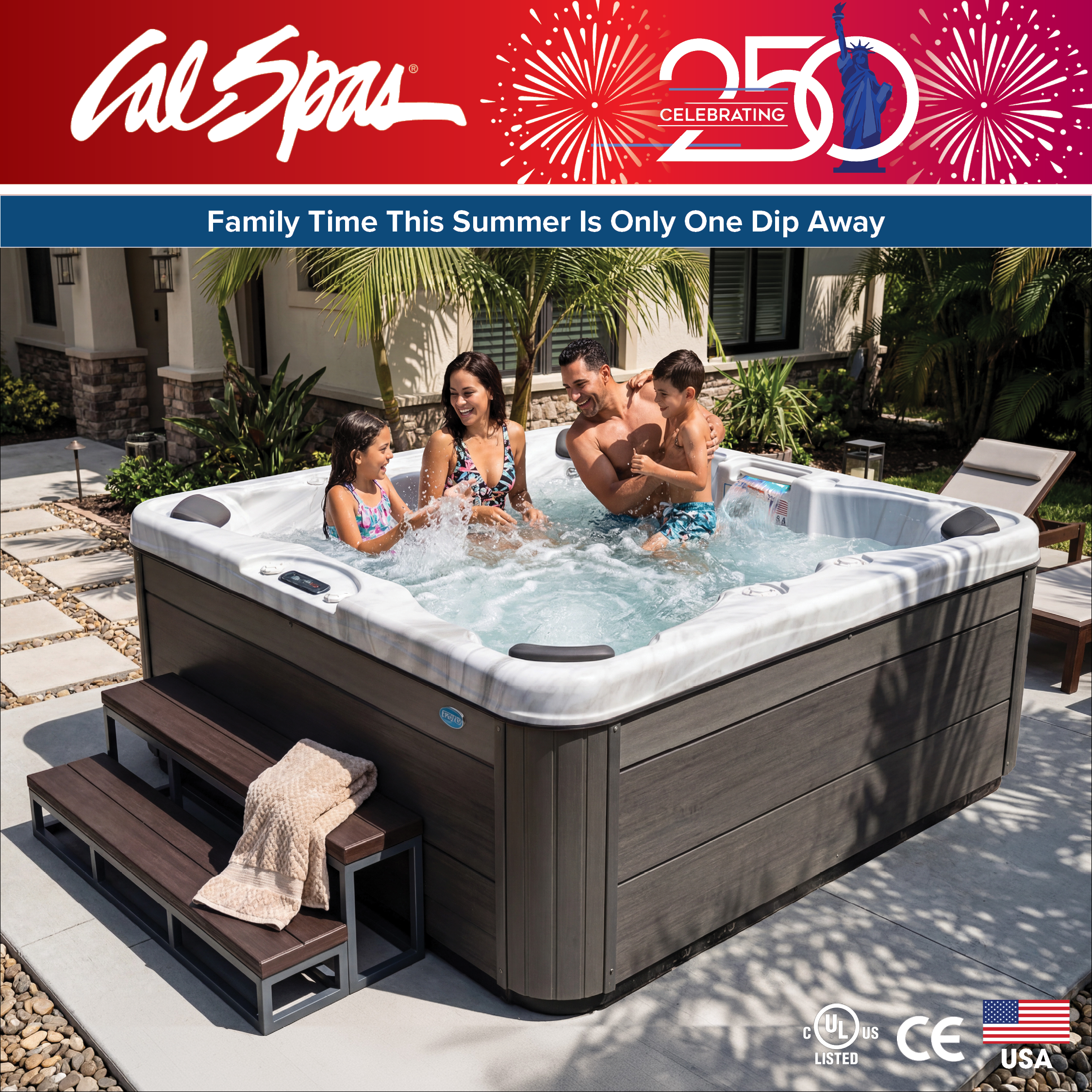 Calspas hot tub being used in a family setting - Avondale